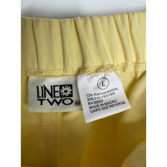Vintage Line Two Butter Yellow Elastic Waist Stretchy Work Pants Size Large - Picture 4 of 7